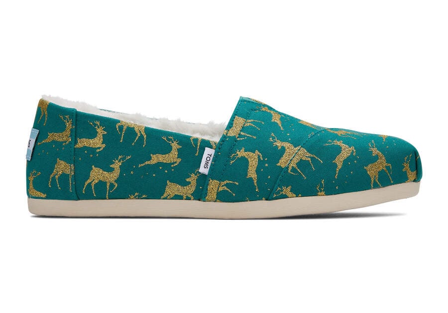 Toms Alpargata Glitter Reindeer Alpargatas Damen Grün Schweiz | Bestellen Schweiz424-488