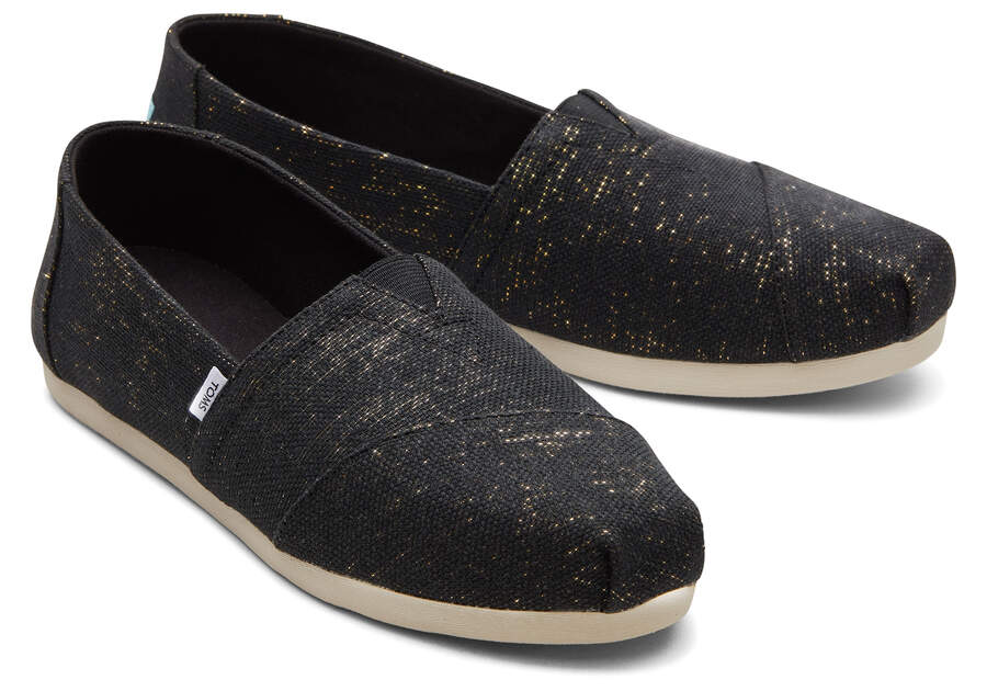 Toms Alpargata Metallic Linen Alpargatas Damen Schwarz Metal Schweiz | Bestellen Schweiz864-559