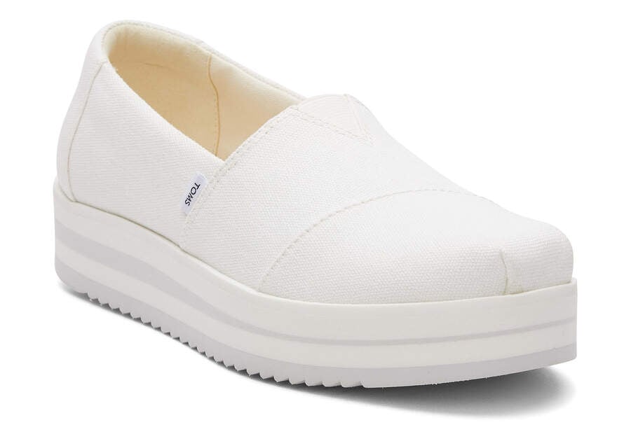 Toms Alpargata Midform Espadrilles Plateauschuhe Damen Weiß Schweiz | Bestellen Schweiz232-333