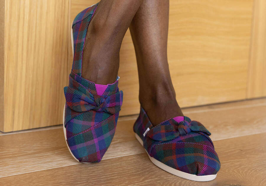 Toms Alpargata Plaid Bow Alpargatas Damen Dunkelfuchsie Schweiz | Bestellen Schweiz942-376