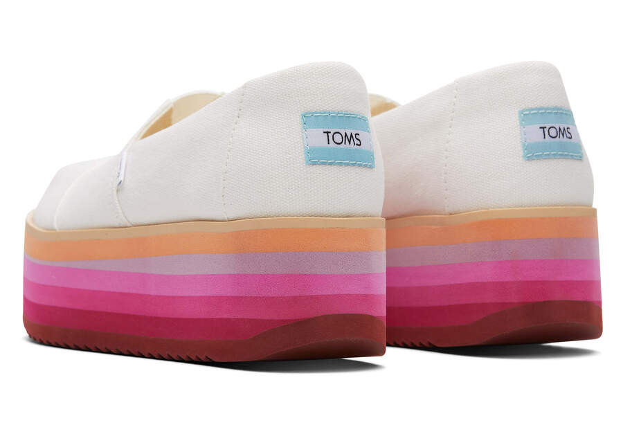 Toms Alpargata Plattform Espadrilles Plateauschuhe Damen Weiß Rosa Schweiz | Bestellen Schweiz132-283