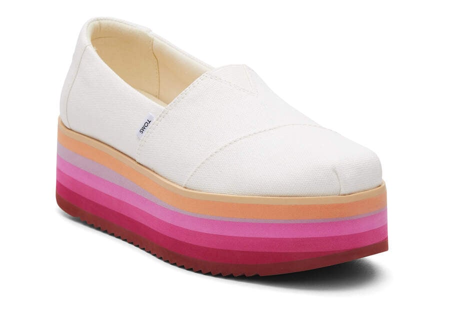 Toms Alpargata Plattform Espadrilles Plateauschuhe Damen Weiß Rosa Schweiz | Bestellen Schweiz132-283