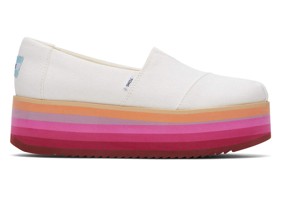 Toms Alpargata Plattform Espadrilles Plateauschuhe Damen Weiß Rosa Schweiz | Bestellen Schweiz132-283