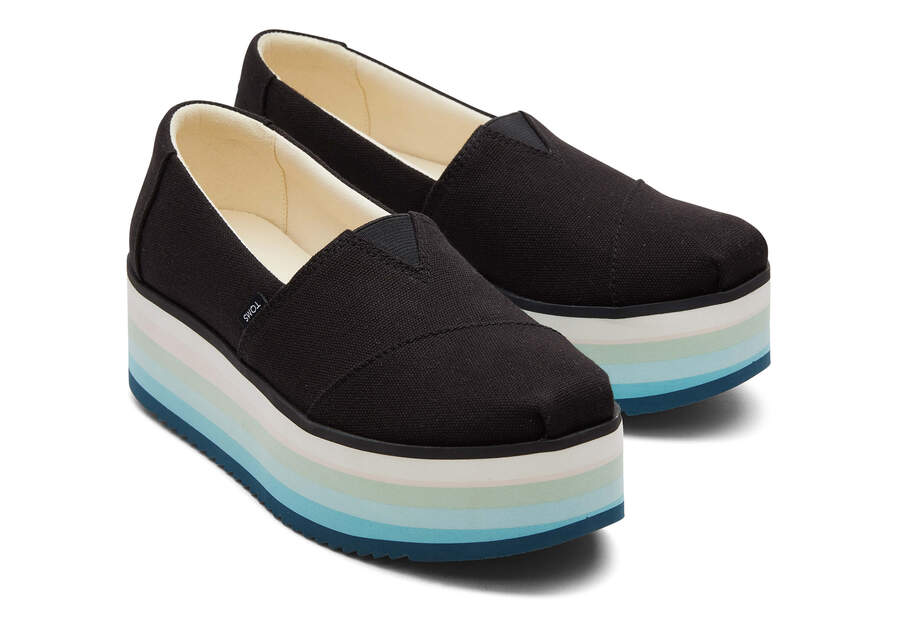 Toms Alpargata Plattform Espadrilles Plateauschuhe Damen Schwarz Blau Schweiz | Bestellen Schweiz553-417