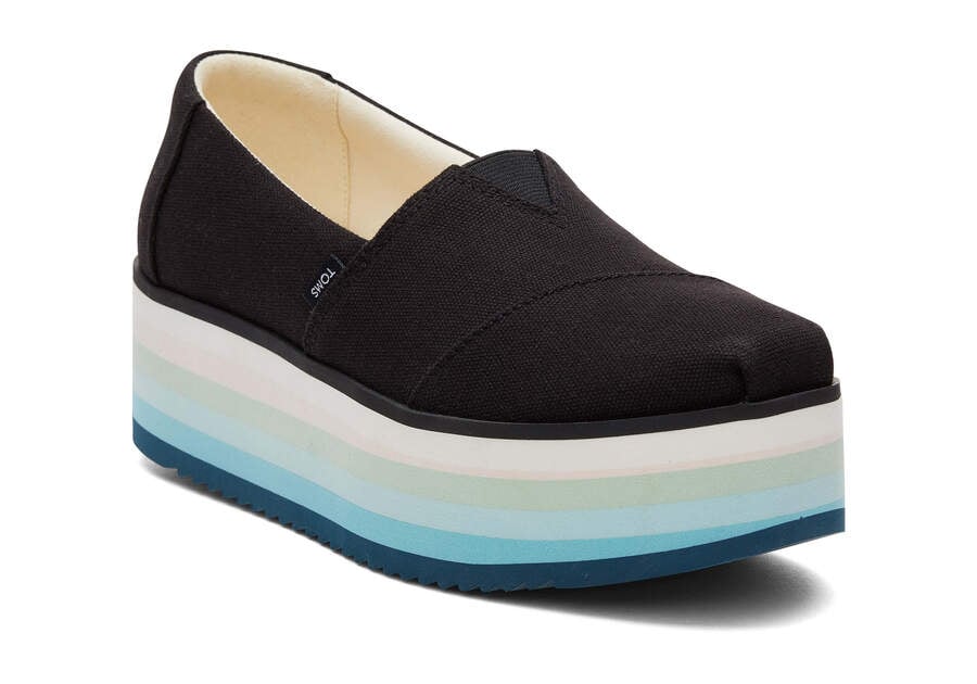 Toms Alpargata Plattform Espadrilles Plateauschuhe Damen Schwarz Blau Schweiz | Bestellen Schweiz553-417