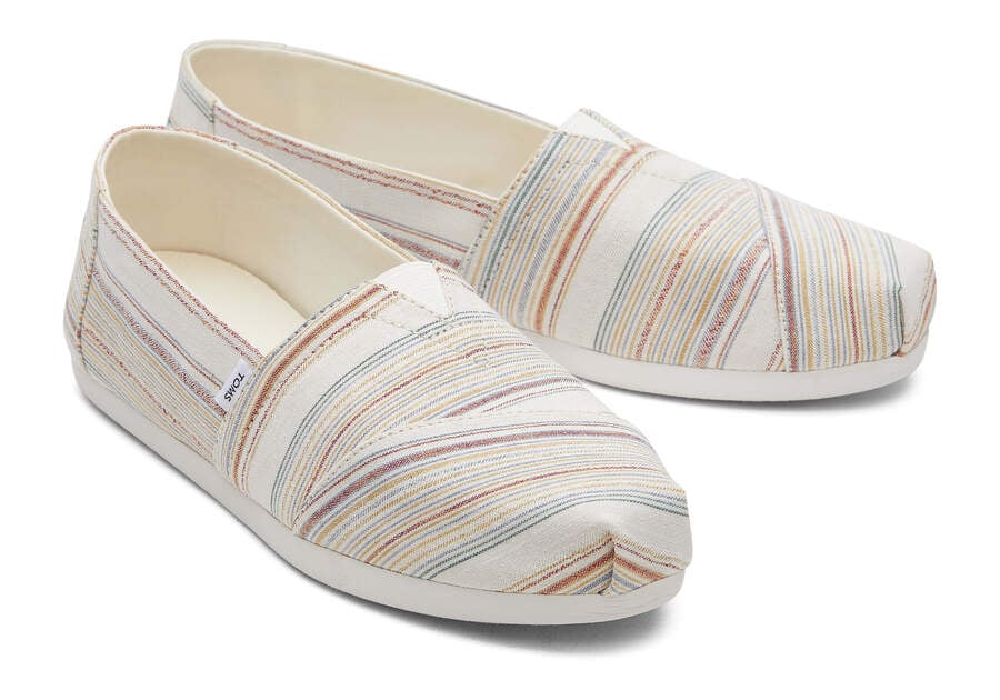 Toms Alpargata Stripes Recycled Baumwoll Alpargatas Damen Weiß Schweiz | Bestellen Schweiz350-860