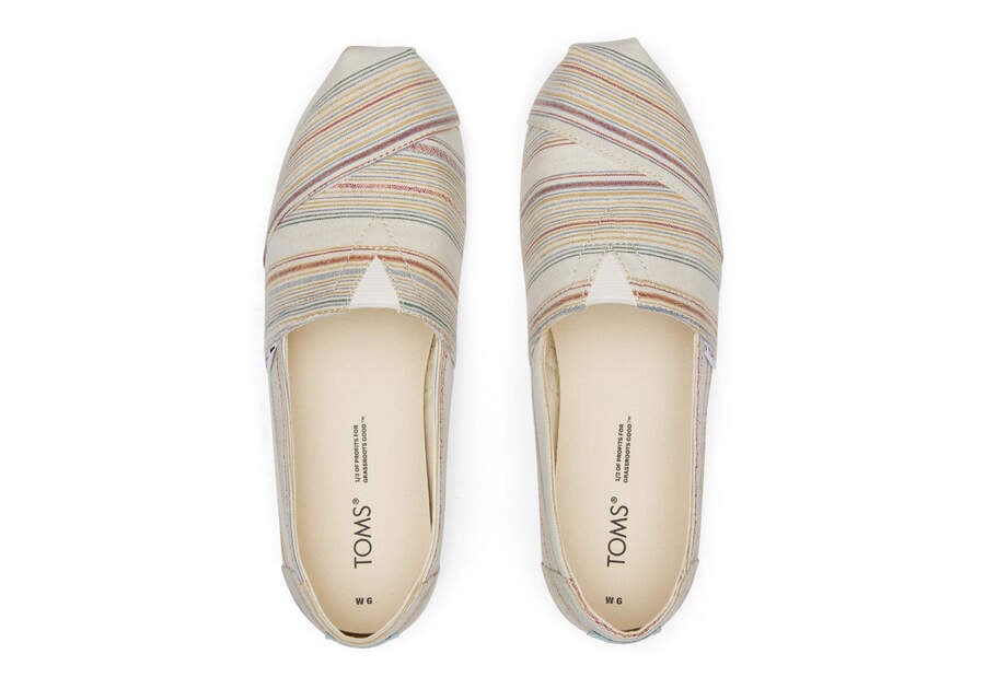 Toms Alpargata Stripes Recycled Baumwoll Alpargatas Damen Weiß Schweiz | Bestellen Schweiz350-860