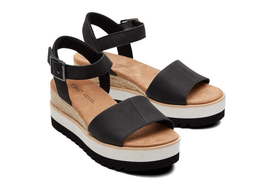 Toms Diana Leder Wedge Sandal Sandalen Damen Schwarz Schweiz | Bestellen Schweiz047-997