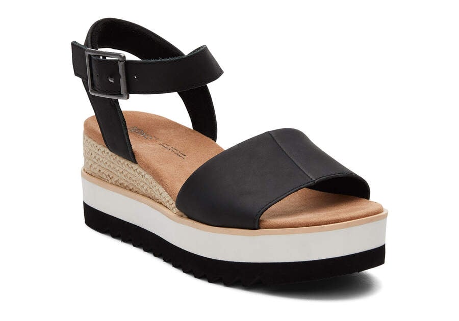 Toms Diana Leder Wedge Sandal Sandalen Damen Schwarz Schweiz | Bestellen Schweiz047-997