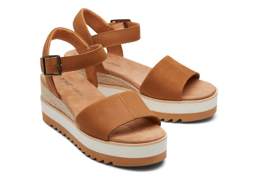 Toms Diana Leder Wedge Sandal Sandalen Damen Braun Schweiz | Bestellen Schweiz887-526