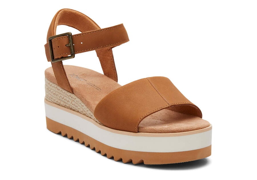 Toms Diana Leder Wedge Sandal Sandalen Damen Braun Schweiz | Bestellen Schweiz887-526