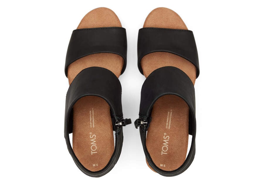 Toms Majorca Leder Plattform Sandal Sandalen Damen Schwarz Schweiz | Bestellen Schweiz253-131