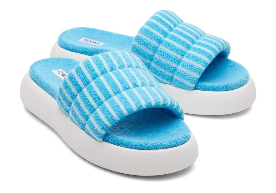 Toms Mallow Badelatschen Terry Sandalen Damen Blau Schweiz | Bestellen Schweiz297-122