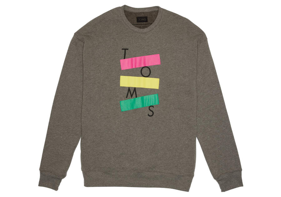 Toms Stacked Logo Crew Fleece Fleece Damen Dunkelgrau Schweiz | Bestellen Schweiz661-619