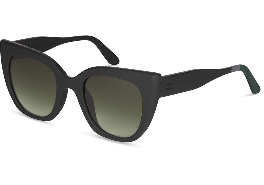 Toms Sydney Sonnenbrille Damen Schwarz Olivgrün Schweiz | Bestellen Schweiz580-278