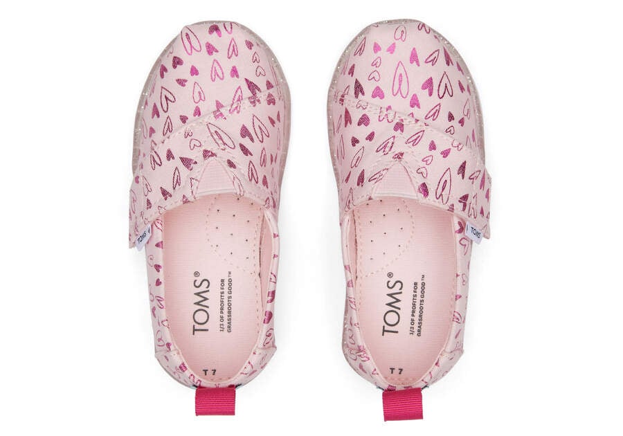 Toms Tiny Alpargata Foil Hearts Print Alpargatas Kinder Rosa Schweiz | Bestellen Schweiz722-583