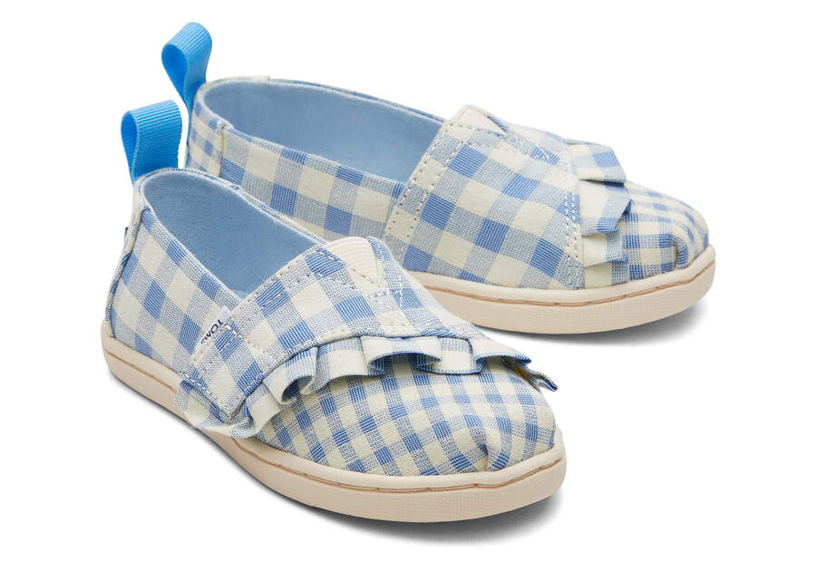 Toms Tiny Alpargata Gingham Ruffle Alpargatas Kinder Blau Schweiz | Bestellen Schweiz918-141