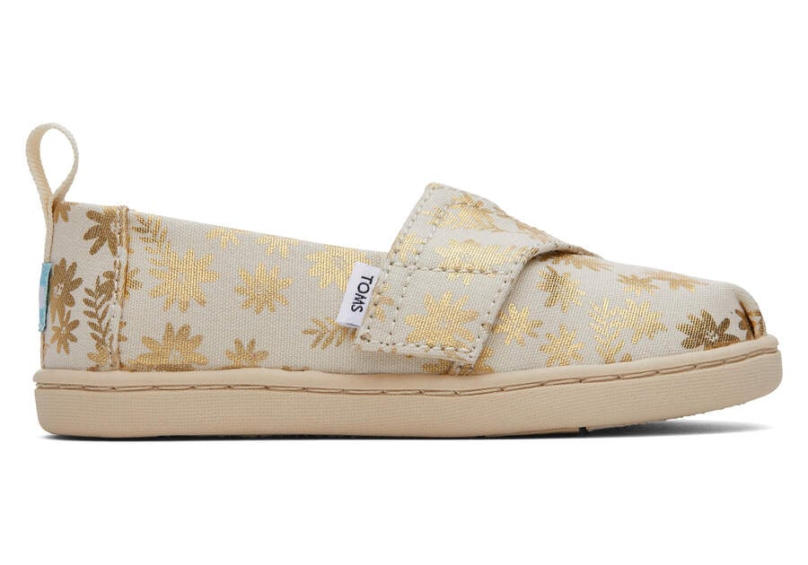 Toms Tiny Alpargata Gold Foil Floral Blooms Alpargatas Kinder Beige Gold Schweiz | Bestellen Schweiz447-610