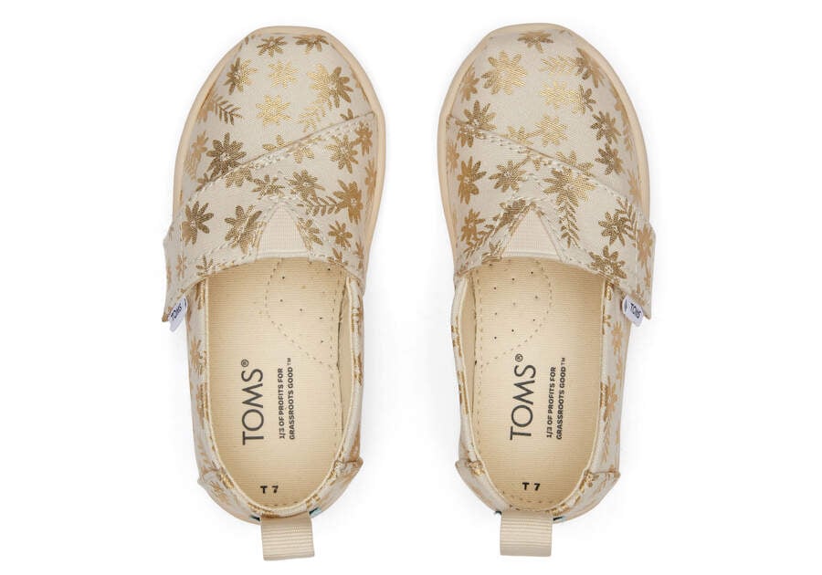 Toms Tiny Alpargata Gold Foil Floral Blooms Alpargatas Kinder Beige Gold Schweiz | Bestellen Schweiz447-610