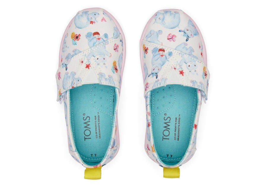 Toms Tiny Alpargata Summer Hippos Alpargatas Kinder Weiß Schweiz | Bestellen Schweiz523-197