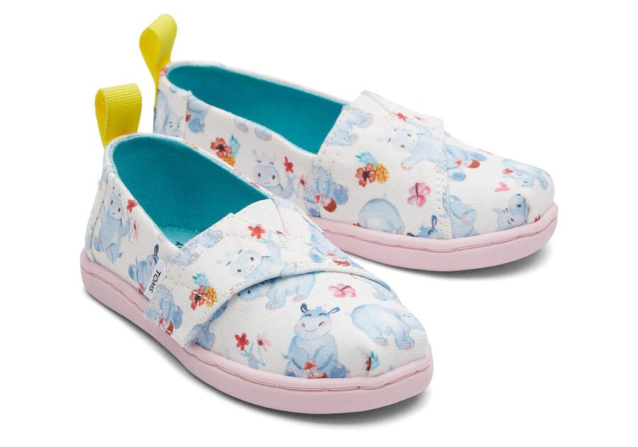 Toms Tiny Alpargata Summer Hippos Alpargatas Kinder Weiß Schweiz | Bestellen Schweiz523-197