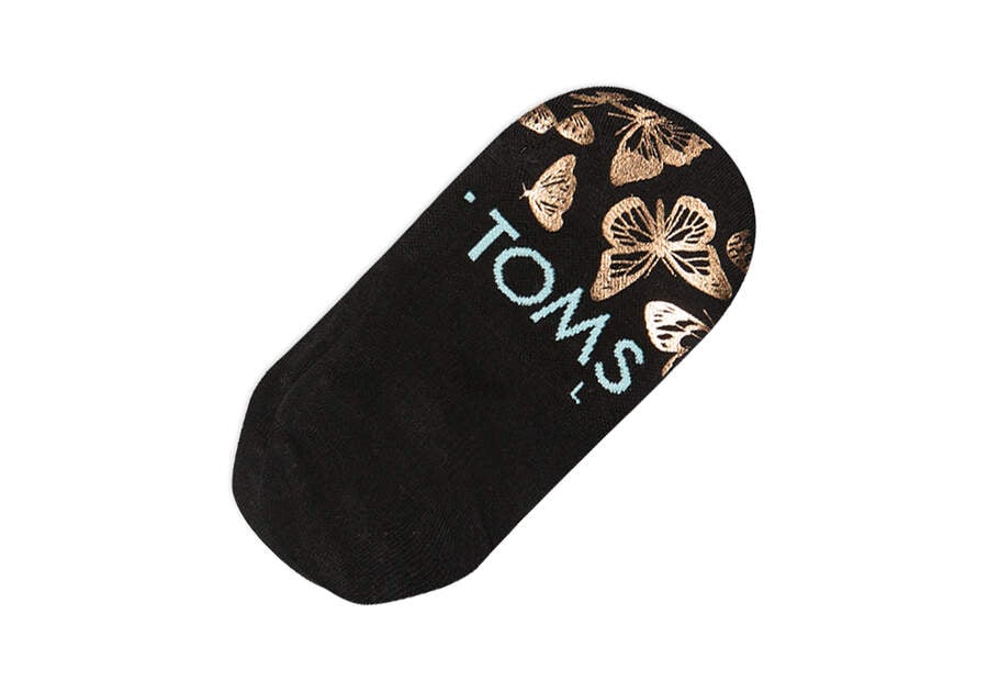 Toms Ultimate No Show Socks Foiled Butterflies Socken Damen Schwarz Gold Schweiz | Bestellen Schweiz091-113