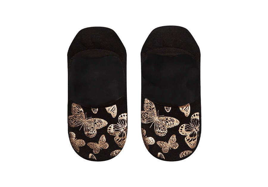 Toms Ultimate No Show Socks Foiled Butterflies Socken Damen Schwarz Gold Schweiz | Bestellen Schweiz091-113