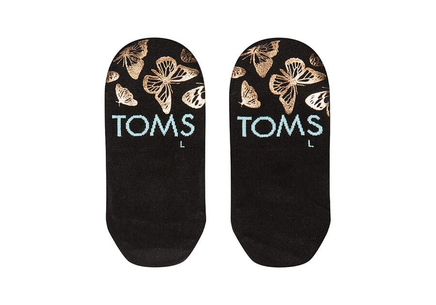 Toms Ultimate No Show Socks Foiled Butterflies Socken Damen Schwarz Gold Schweiz | Bestellen Schweiz091-113