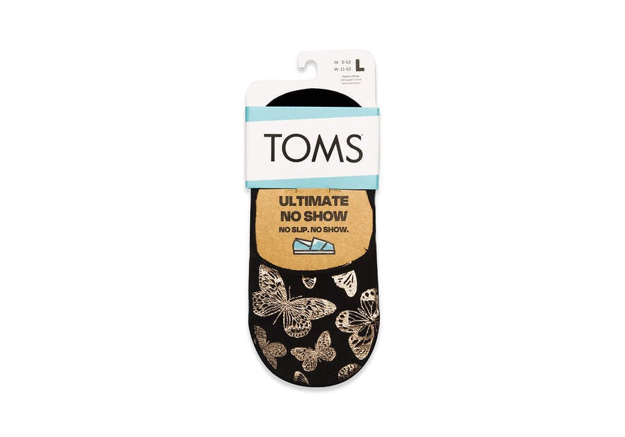 Toms Ultimate No Show Socks Foiled Butterflies Socken Damen Schwarz Gold Schweiz | Bestellen Schweiz091-113