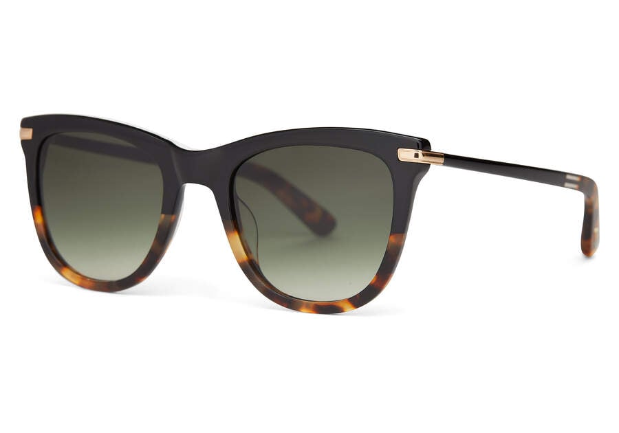 Toms Victoria Sonnenbrille Damen Schwarz Gold Tiefesolivgrün Schweiz | Bestellen Schweiz762-649