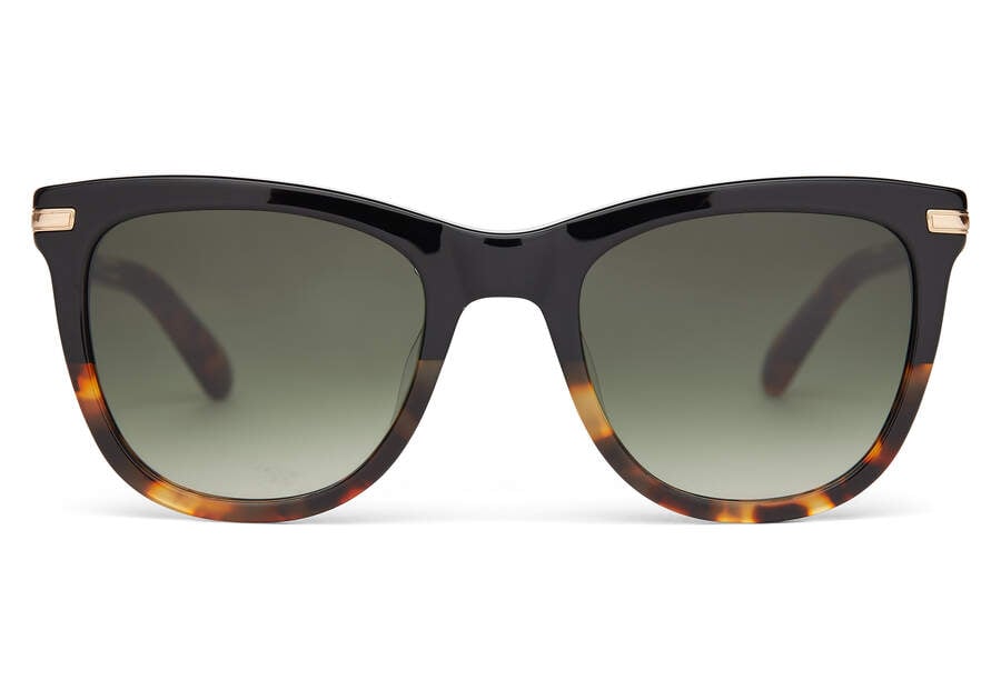 Toms Victoria Sonnenbrille Damen Schwarz Gold Tiefesolivgrün Schweiz | Bestellen Schweiz762-649