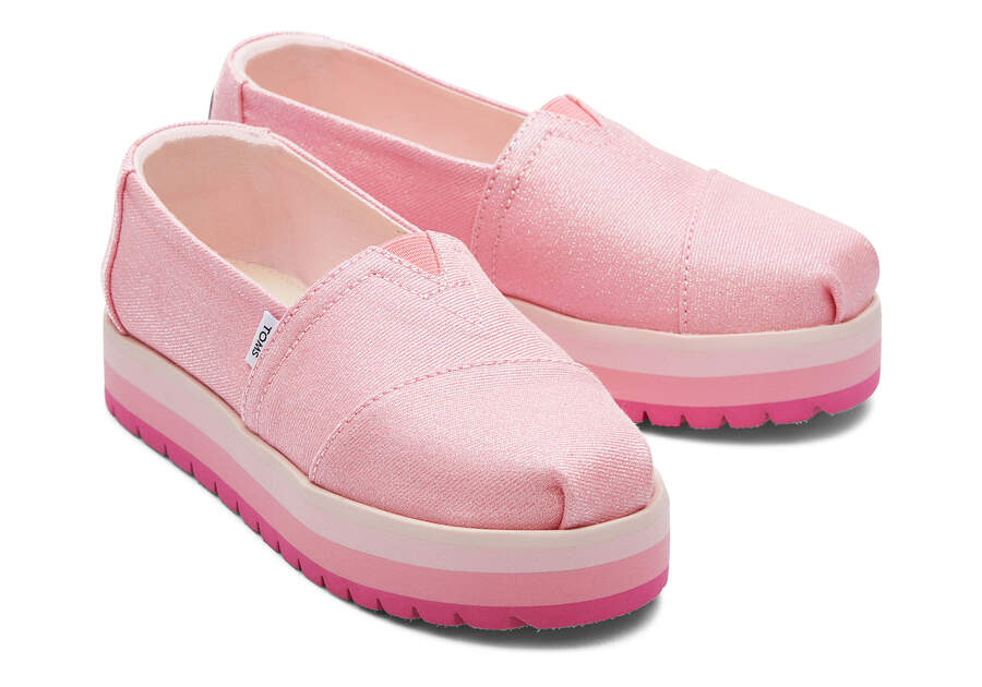 Toms Youth Alp Plattform Twill Glimmer Alpargatas Kinder Rosa Schweiz | Bestellen Schweiz120-817