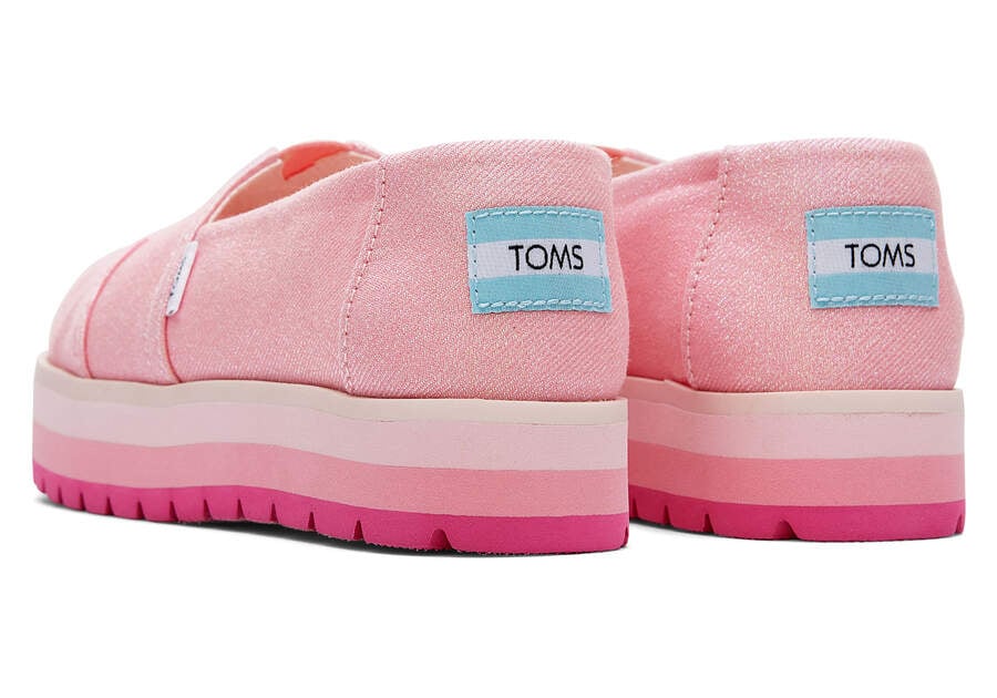 Toms Youth Alp Plattform Twill Glimmer Alpargatas Kinder Rosa Schweiz | Bestellen Schweiz120-817