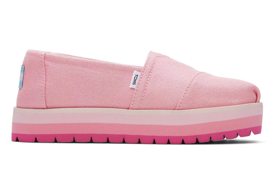 Toms Youth Alp Plattform Twill Glimmer Alpargatas Kinder Rosa Schweiz | Bestellen Schweiz120-817