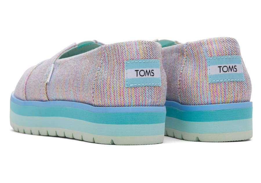 Toms Youth Alp Plattform Twill Glimmer Alpargatas Kinder Blau Mehrfarbig Schweiz | Bestellen Schweiz817-992