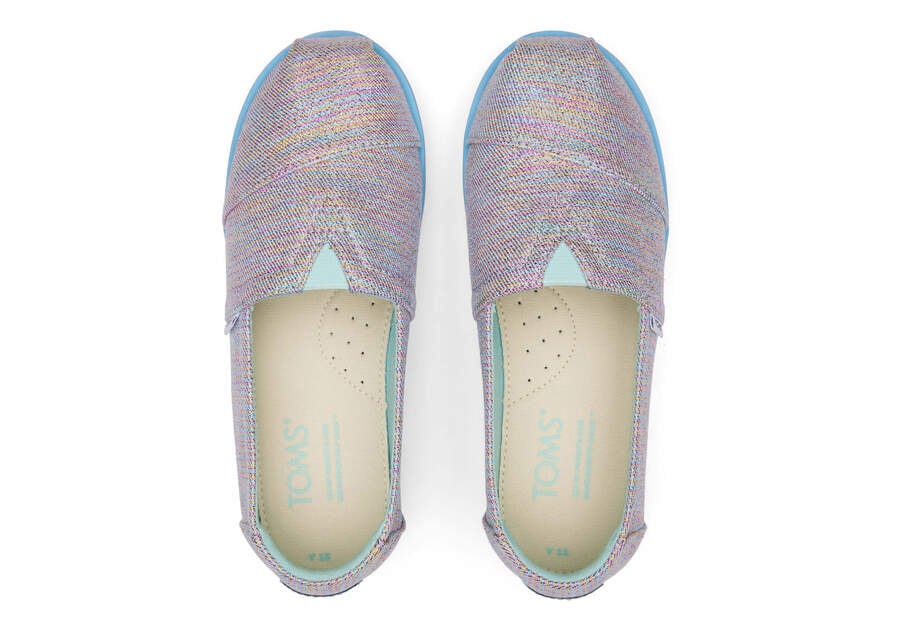 Toms Youth Alp Plattform Twill Glimmer Alpargatas Kinder Blau Mehrfarbig Schweiz | Bestellen Schweiz817-992