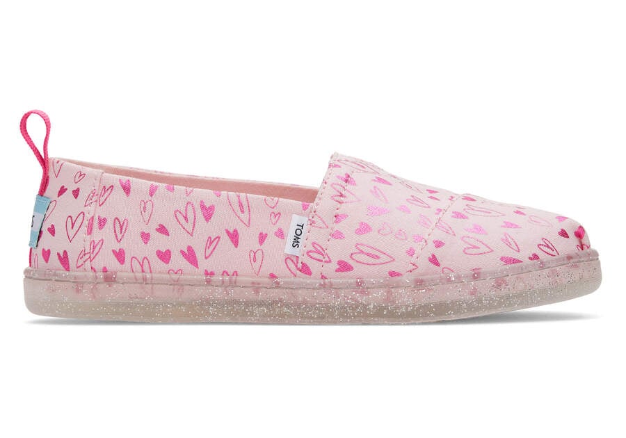 Toms Youth Alpargata Foil Hearts Print Alpargatas Kinder Rosa Schweiz | Bestellen Schweiz642-932