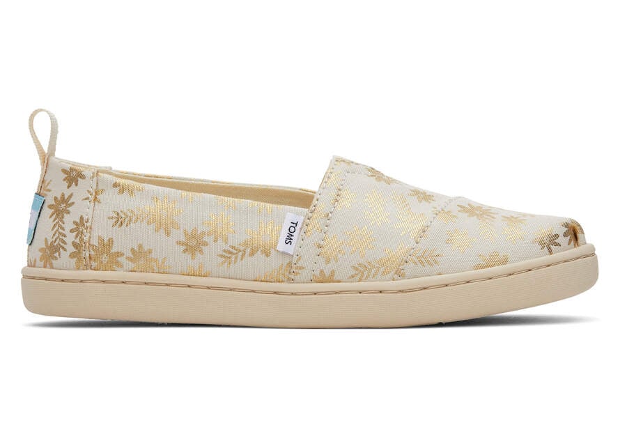 Toms Youth Alpargata Gold Foil Floral Blooms Alpargatas Kinder Beige Gold Schweiz | Bestellen Schweiz012-153