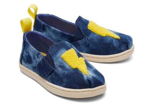 Toms Tiny Alpargata Twin Gore Washed Denim Ligthning Bolt Alpargatas Kinder Navy Blau Schweiz | Bestellen Schweiz905-591